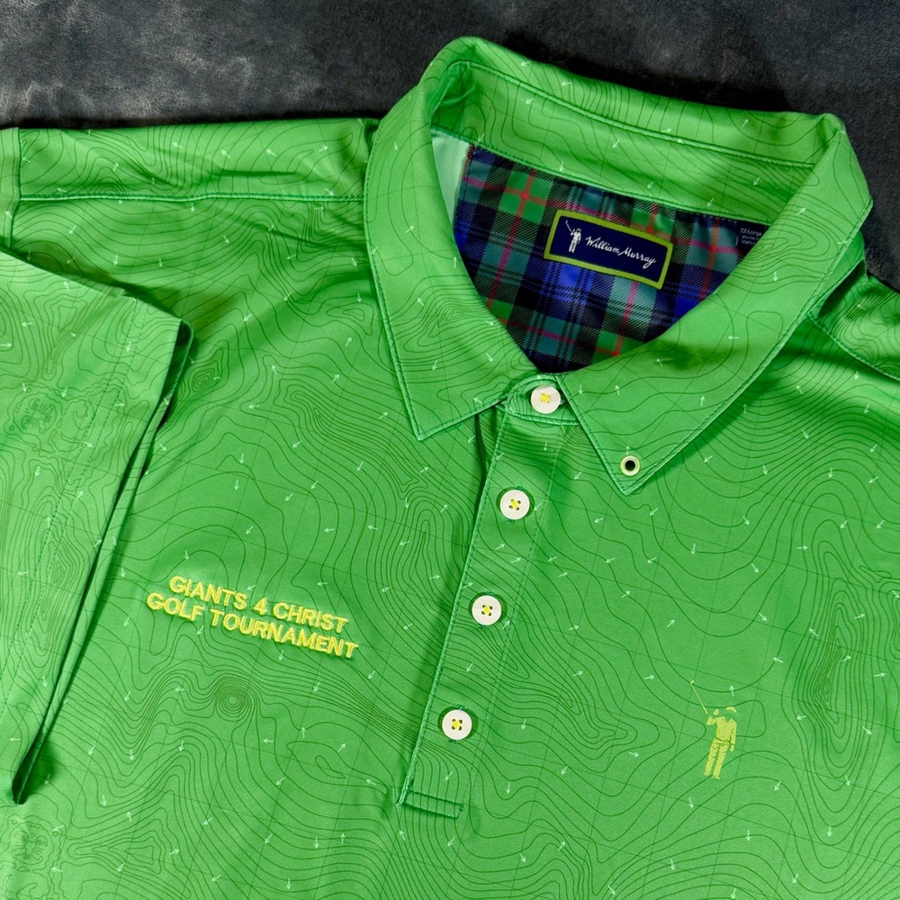 William Murray Golf Short Sleeve Polo Mens XXL Green Topo All Over Pattern